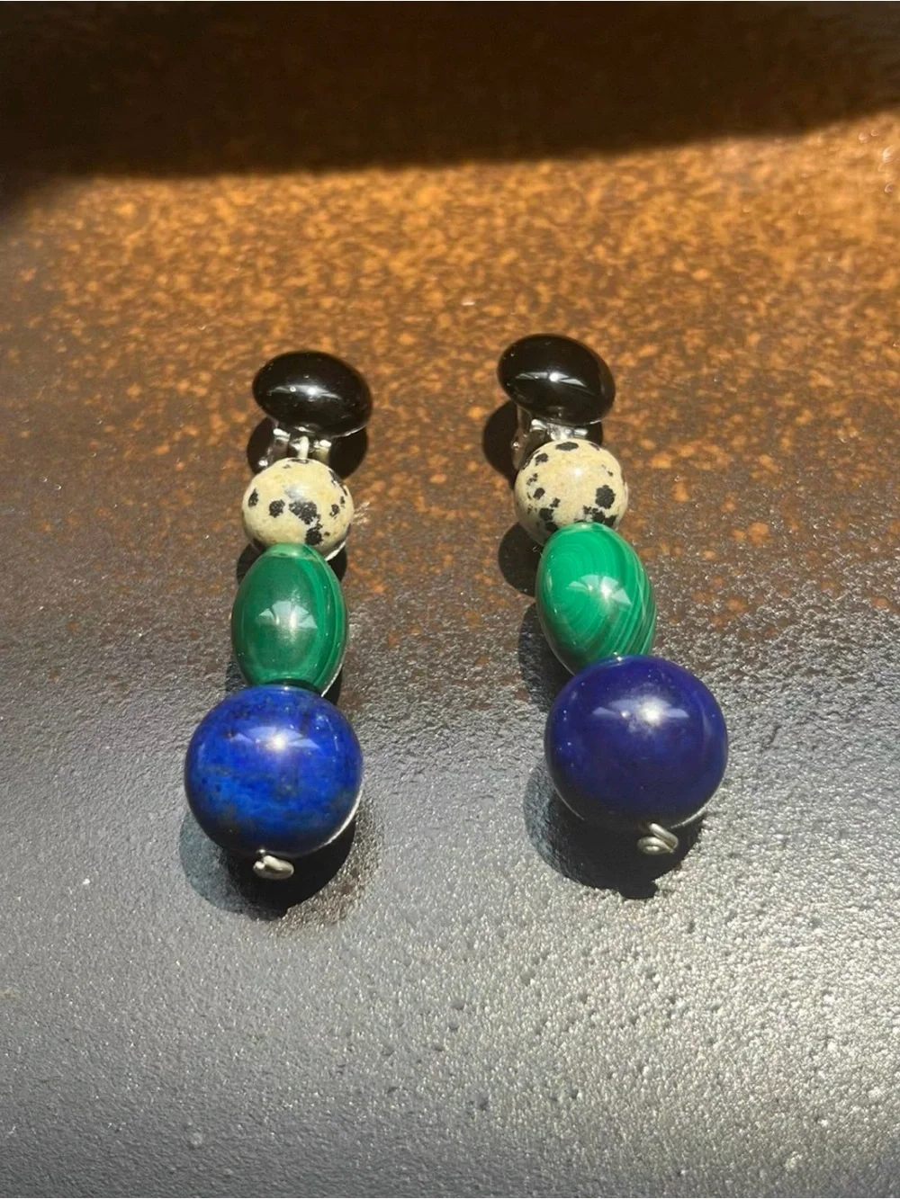 GAOHAN Paris Starry Night Gemstone Drop Earrings 925 Silver Lapis